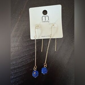 Blue and Gold Dangle Earrings
